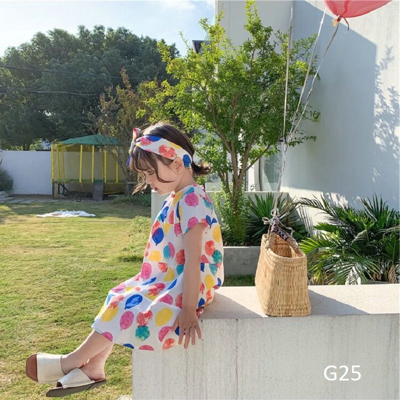 Váy họa tiết bóng bay sặc sỡ cho bé gái 9-36 kg nhí nhỡ đại G25