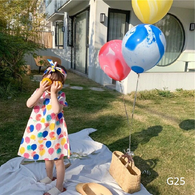 Váy họa tiết bóng bay sặc sỡ cho bé gái 9-36 kg nhí nhỡ đại G25