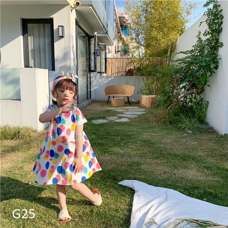 Váy họa tiết bóng bay sặc sỡ cho bé gái 9-36 kg nhí nhỡ đại G25