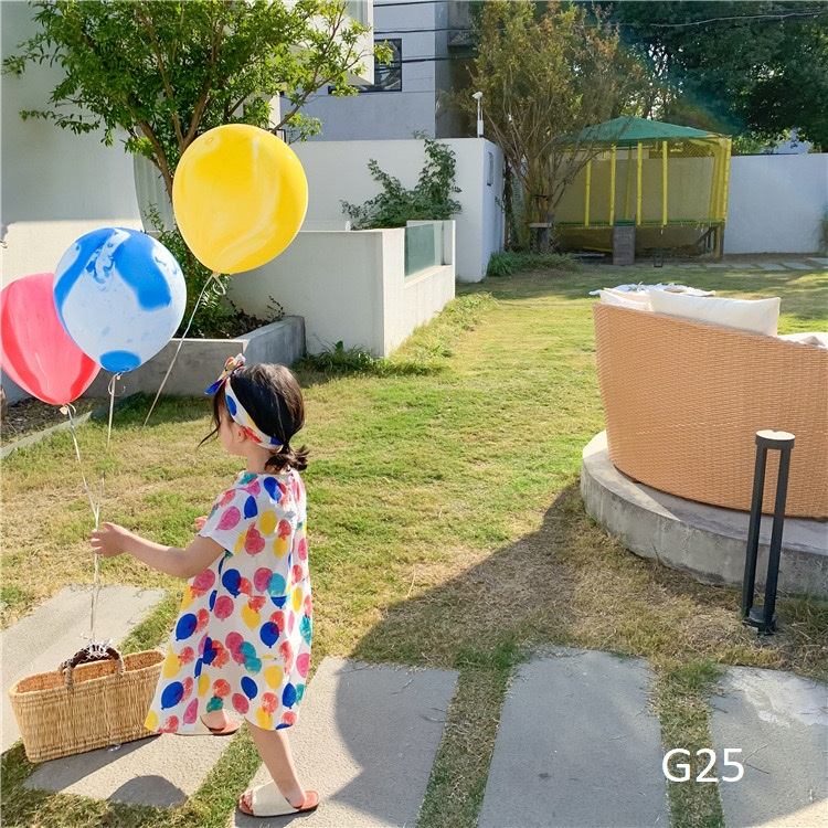 Váy họa tiết bóng bay sặc sỡ cho bé gái 9-36 kg nhí nhỡ đại G25