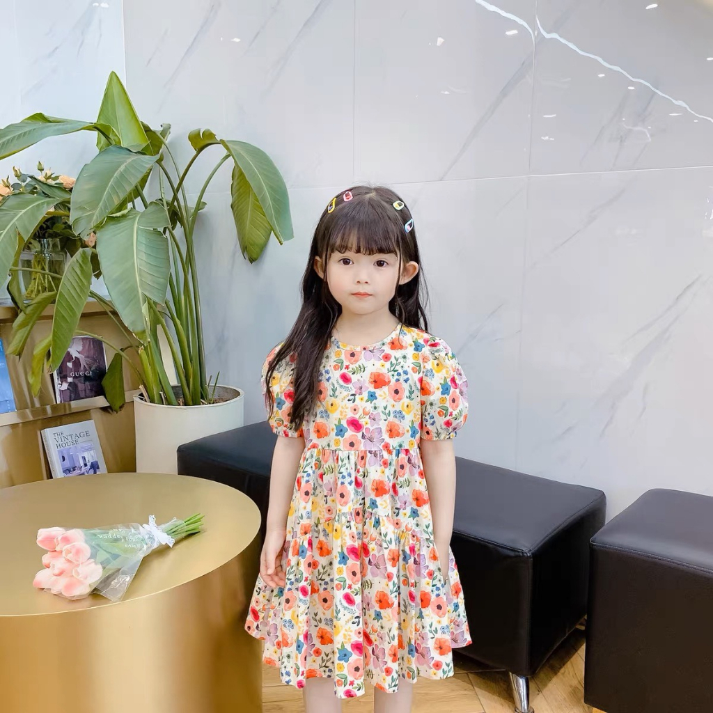 Váy hoa cho bé gái 9-36kg màu sắc tươi sáng baby doll nhí nhỡ đại G35