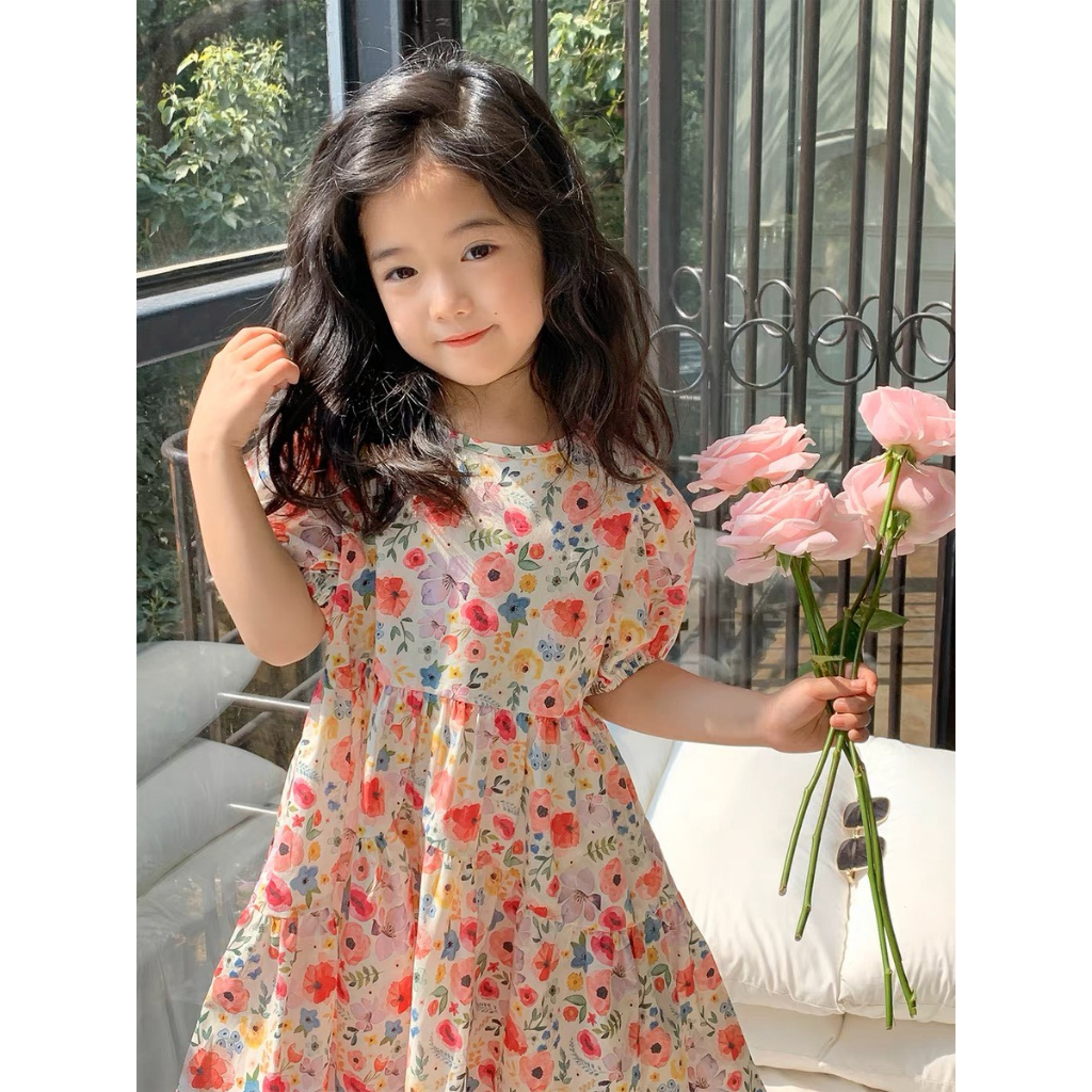 Váy hoa cho bé gái 9-36kg màu sắc tươi sáng baby doll nhí nhỡ đại G35