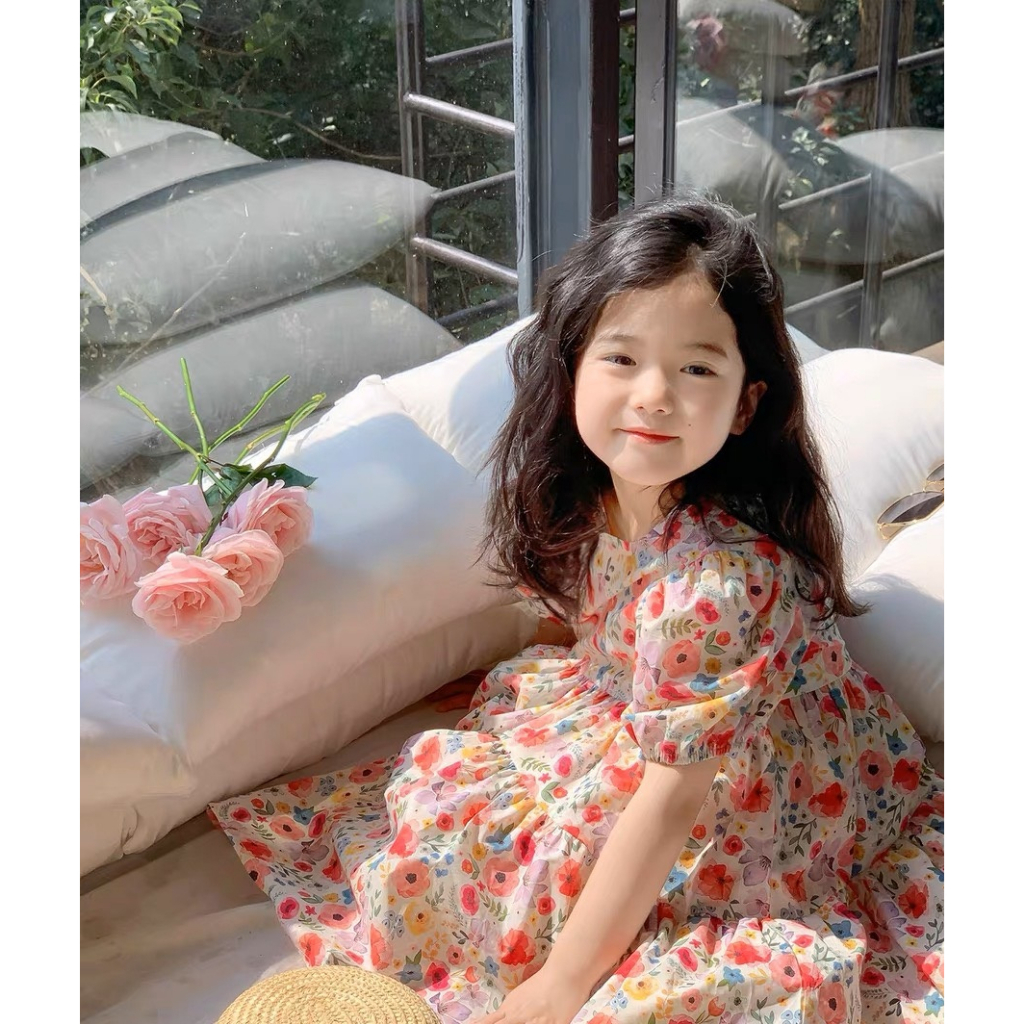 Váy hoa cho bé gái 9-36kg màu sắc tươi sáng baby doll nhí nhỡ đại G35