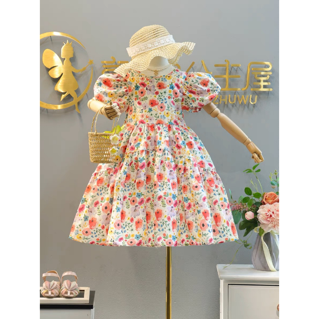 Váy hoa cho bé gái 9-36kg màu sắc tươi sáng baby doll nhí nhỡ đại G35