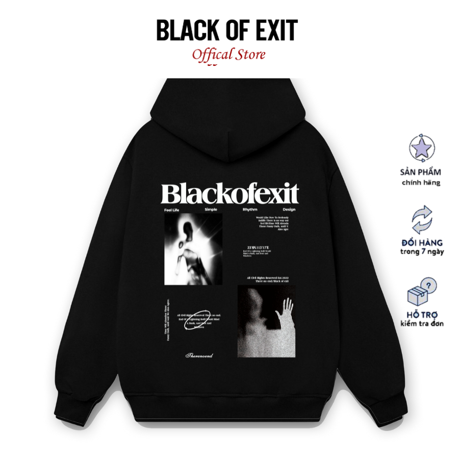 Áo hoodie nỉ bông BLACK OF EXIT Ghost 1 nam nữ form rộng thu đông Local Brand