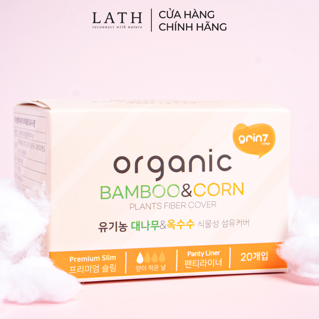 Băng vệ sinh organic Hàn Quốc hằng ngày Grin 7 Organic 15cm 20 miếng gói