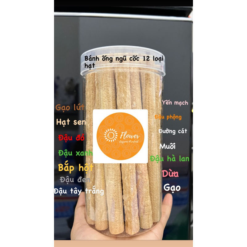 (Hàng mới) Bánh ống gạo lứt ngũ cốc 12 loại hạt thực dưỡng ăn kiêng thơm ngon giòn tan