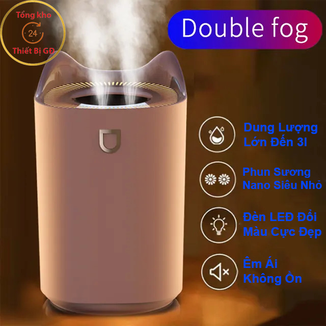 Máy phun sương tạo độ ẩm dung tích lớn 2.3 lit có đèn Led đổi màu