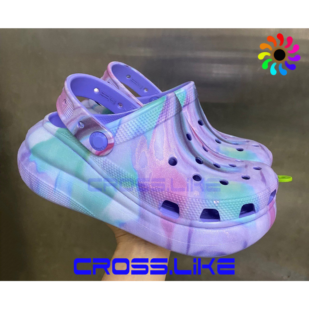 Sục nhựa Nữ CROSS Crush tím loang, sục đế cao 6cm tôn dáng, sục siêu bền, thời trang, thoáng khí, đi mưa thoải mái !