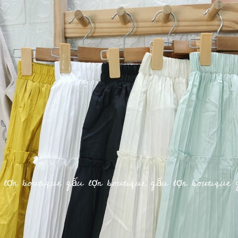 Chân váy midi 3 tầng bèo nhún ulzzang