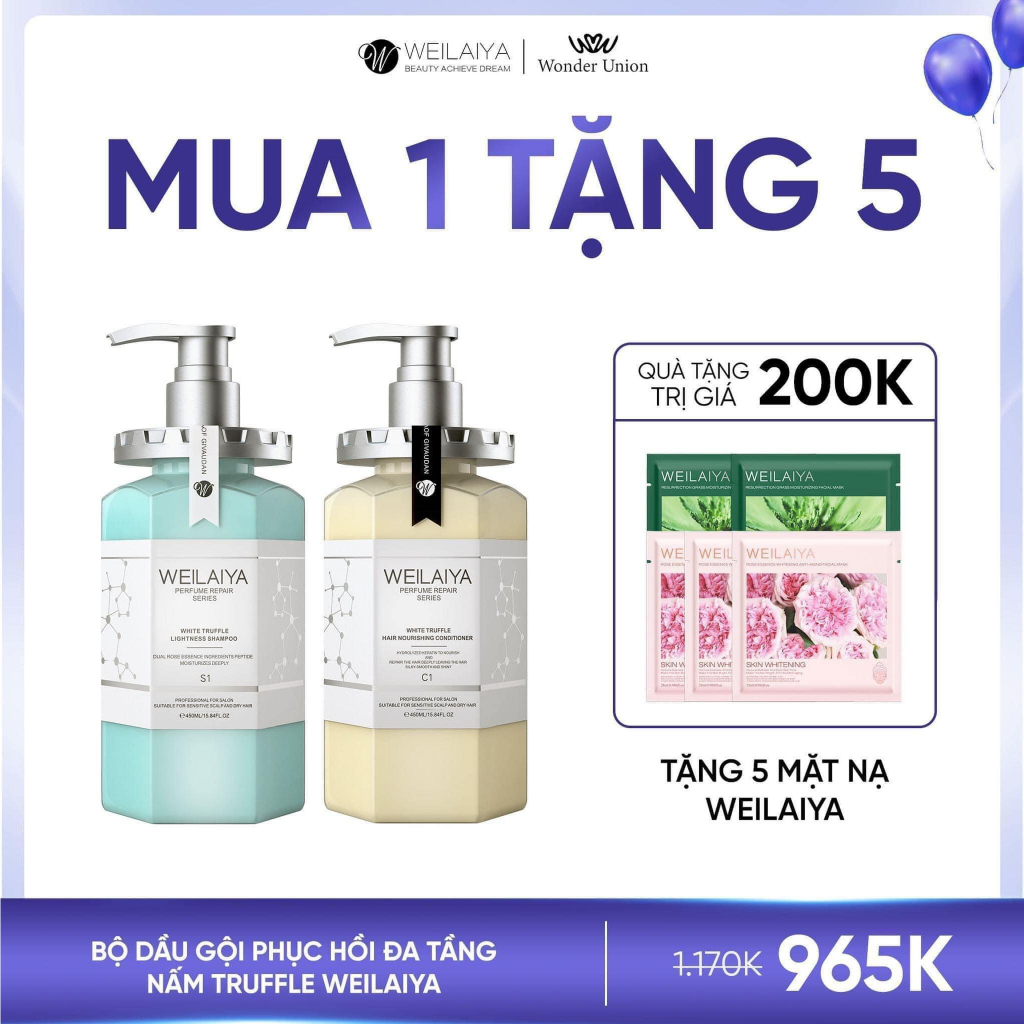 Bộ Gội Xả Nấm Truffle Weilaiya Phục Hồi Đa Tầng, Giảm Rụng Tóc, Ngăn Gàu, Kiềm Dầu 450ml | Hàng Chính Hãng