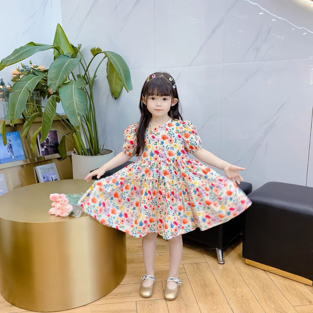 Váy hoa cho bé gái 9-36kg màu sắc tươi sáng baby doll nhí nhỡ đại G35