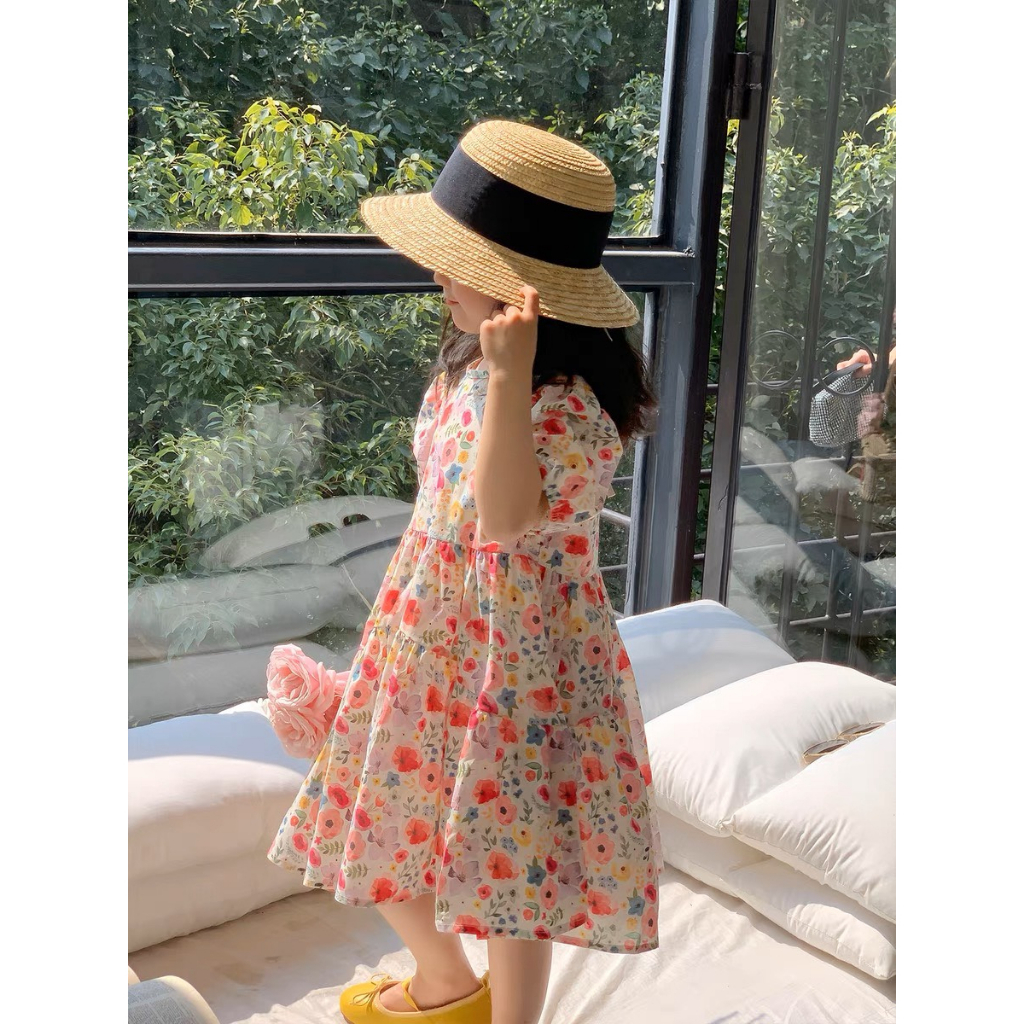 Váy hoa cho bé gái 9-36kg màu sắc tươi sáng baby doll nhí nhỡ đại G35