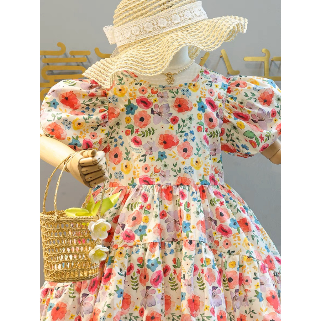 Váy hoa cho bé gái 9-36kg màu sắc tươi sáng baby doll nhí nhỡ đại G35