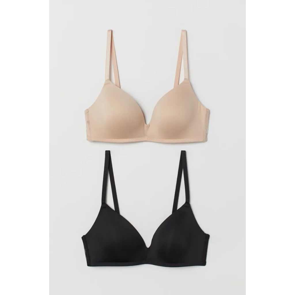 Set 2 bra không gọng đen/be 0557994003 HM H&M_authentic JP