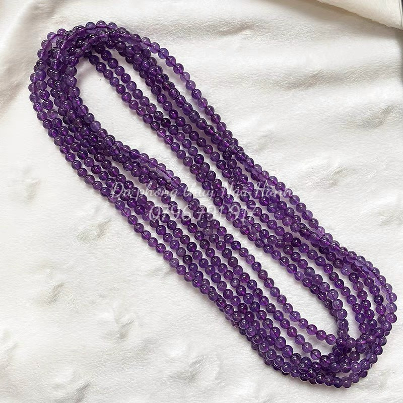 Vòng tay ThachAnh tím 5A quấn 3 vòng kiểm định