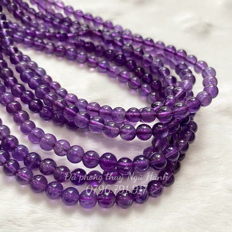 Vòng tay ThachAnh tím 5A quấn 3 vòng kiểm định