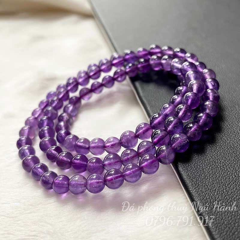 Vòng tay ThachAnh tím 5A quấn 3 vòng kiểm định