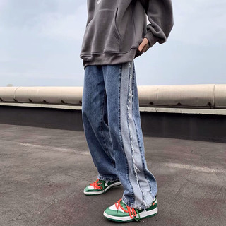 [ORDER-CÓ BIG SIZE+ẢNH THẬT] Quần bò ống rộng unisex phối màu đậm nhạt retro Harajuku hiphop oversize Ulzzang siêu chất