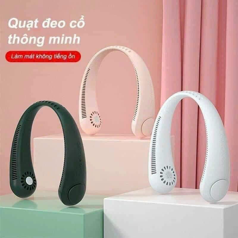 Quạt Đeo Cổ Mini, Quạt Không Cánh Tích Điện Tiện Lợi, Thời Trang, Dáng Thể Thao Siêu Phẩm Mùa hè 2023