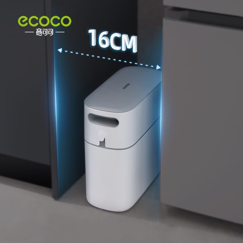Thùng rác thông minh 12L ECOCO nắp kín tự động đóng gói 2244, đựng rác nhà vệ sinh,nhà bếp cho không gian hẹp mới