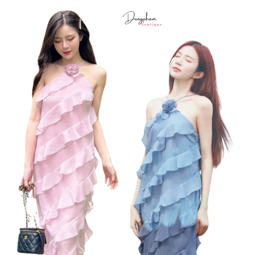 Váy yếm bèo tầng cổ hoa dáng dài có 3 màu cực xinh - Anna.Store