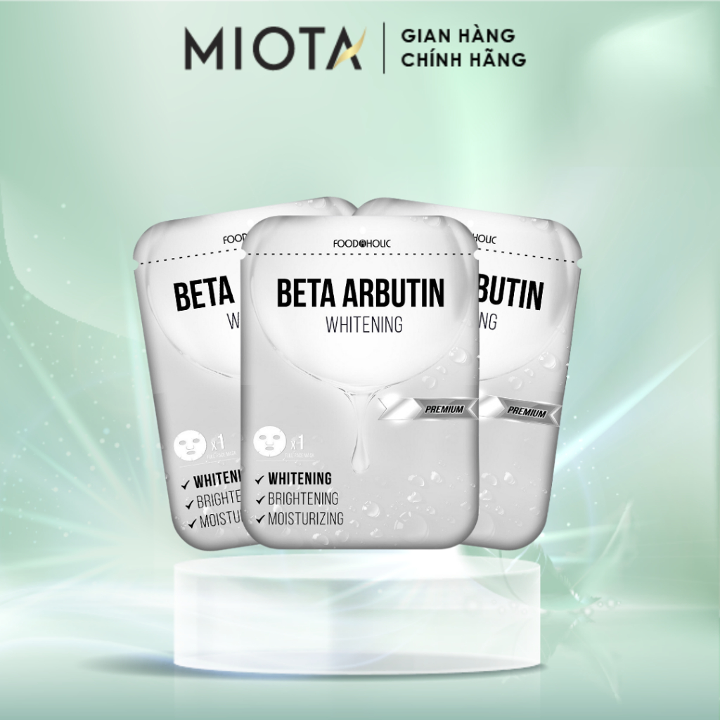 Combo 6 Miếng mặt nạ giấy dưỡng ẩm, dưỡng trắng da Hàn Quốc Foodaholic Beta Arbutin Whitening Mask 25ml