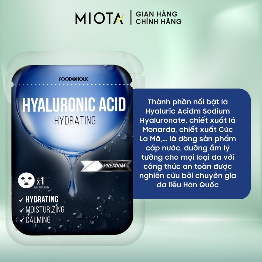 Combo 6 Miếng mặt nạ giúp cấp ẩm đa tầng Foodaholic Hyaluronic Acid Hydrating Mask 23ml