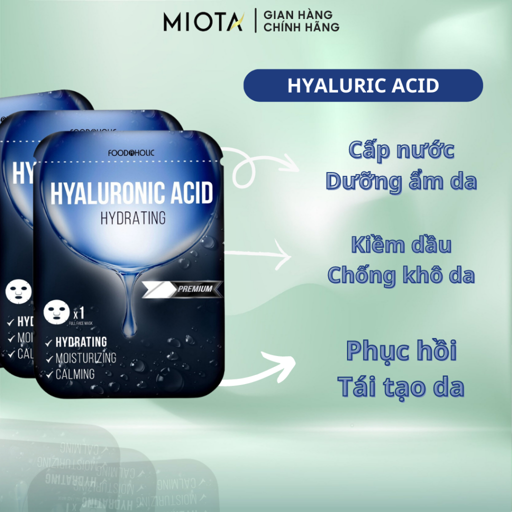 Combo 6 Miếng mặt nạ giúp cấp ẩm đa tầng Foodaholic Hyaluronic Acid Hydrating Mask 23ml