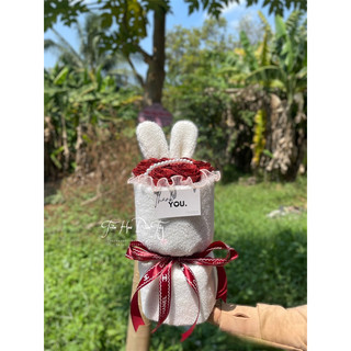 Bó hoa hồng nhũ 8 bông tai thỏ bông siêu xinh ♥️🫶🏻