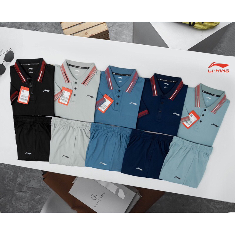 Bộ Thể Thao Nam Lining Hè Hàng Quảng Châu Cao Cấp,Áo Thể Thao Chất Mát Lạnh Co Giãn