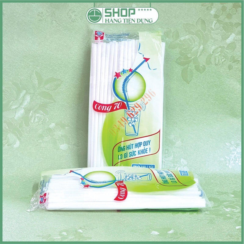 Ống Hút Gấp Nhựa Trắng