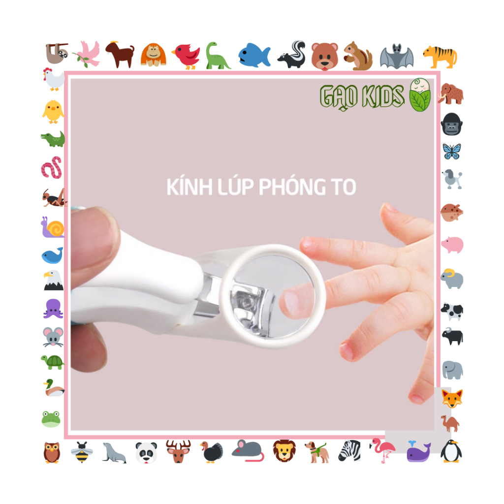Bấm móng tay trẻ sơ sinh cắt móng tay an toàn cho bé có kính lúp phóng to 4 lần Babuu Nhật Bản