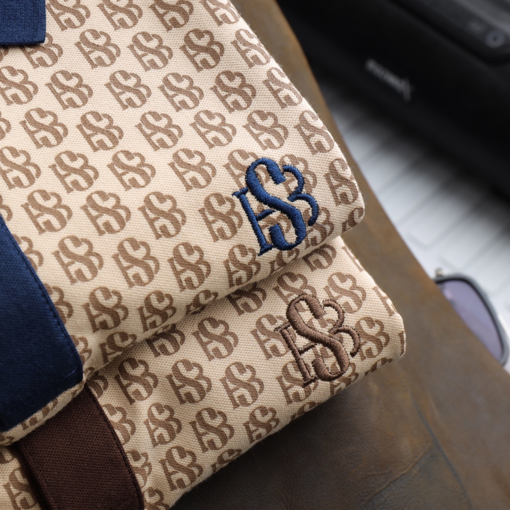 Áo polo nam monogram Super Bros hàng chính hãng, phong cách Hàn Quốc vintage với chất vải cá sấu cao cấp xịn đẹp