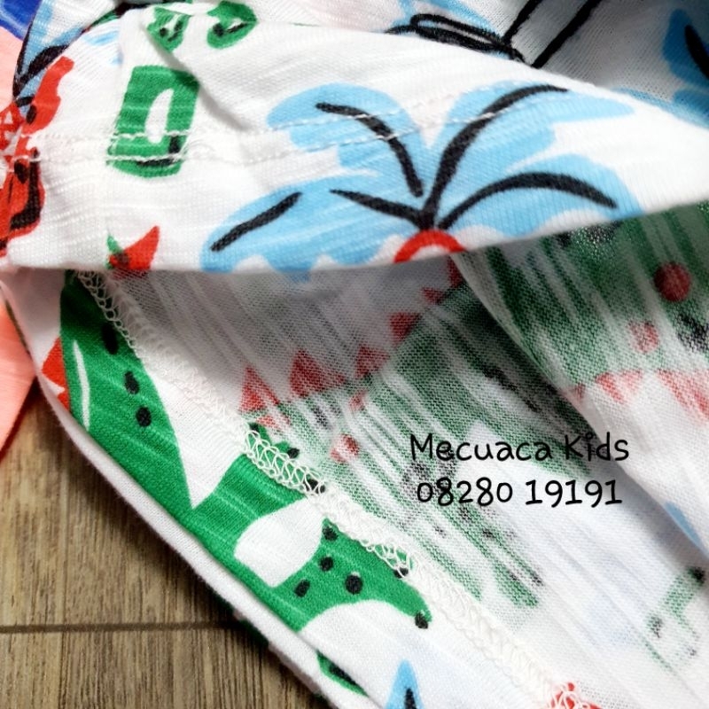 Bộ cộc tay cotton/ cotton xước vải xuất Hàn khủng long siêu nhân mặc nhà cho bé trai