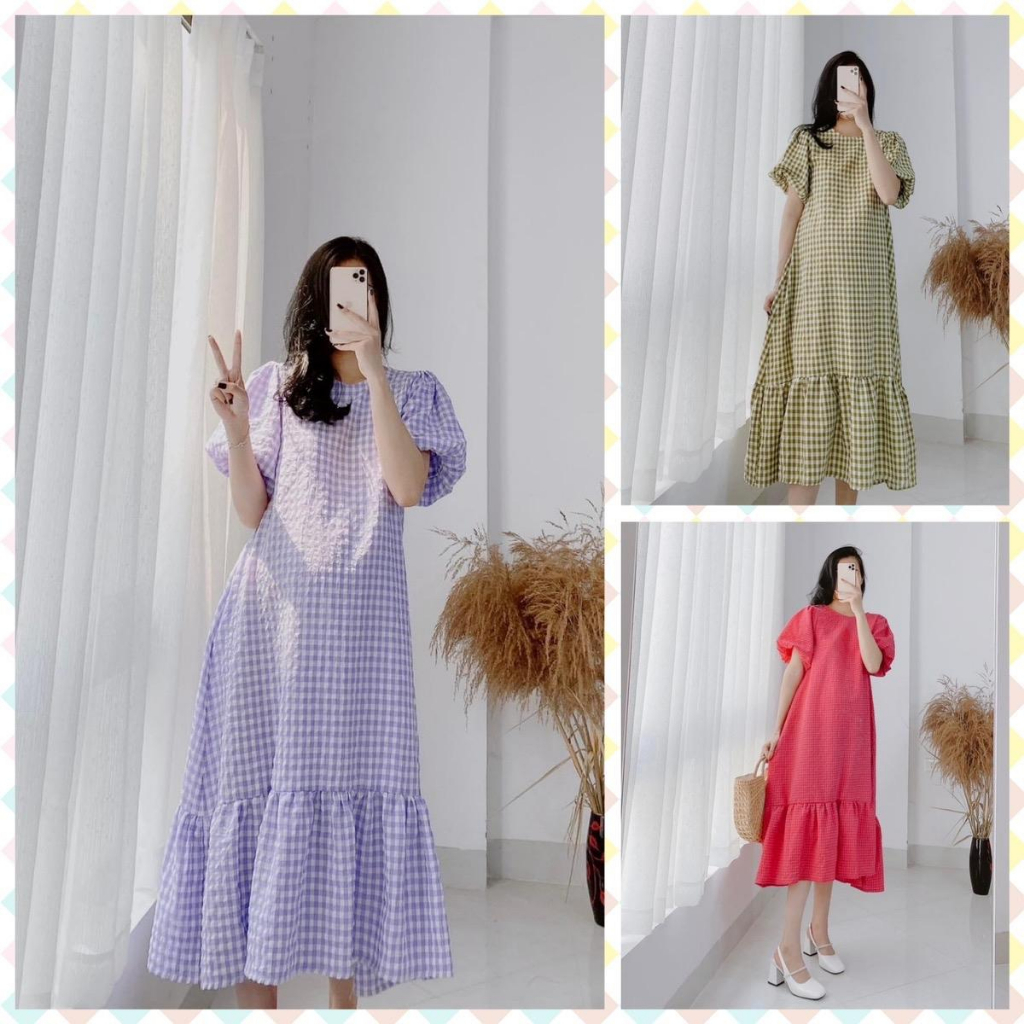 Váy bầu thời trang thiết kế MAMADRESS họa tiết hoa đẹp mắt chất xước Hàn mềm mại, mát
