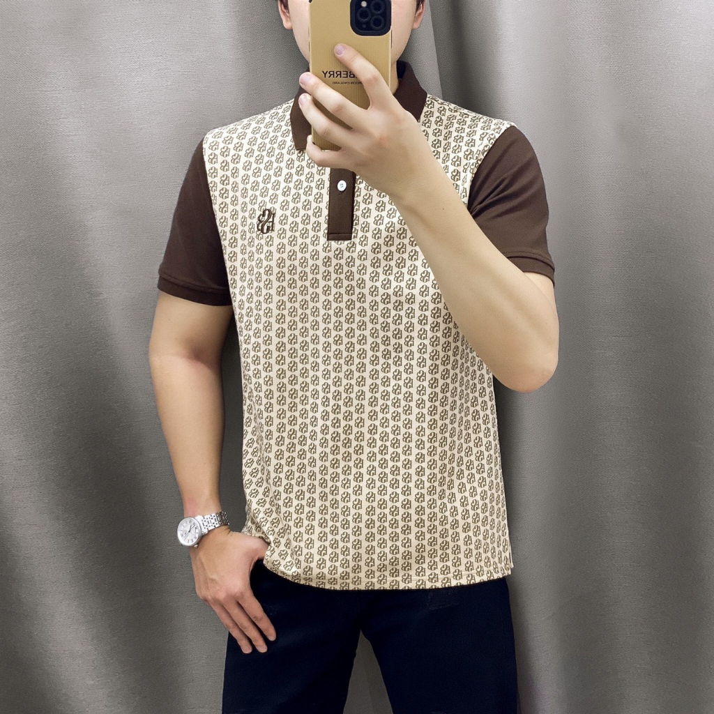 Áo polo nam monogram Super Bros hàng chính hãng, phong cách Hàn Quốc vintage với chất vải cá sấu cao cấp xịn đẹp