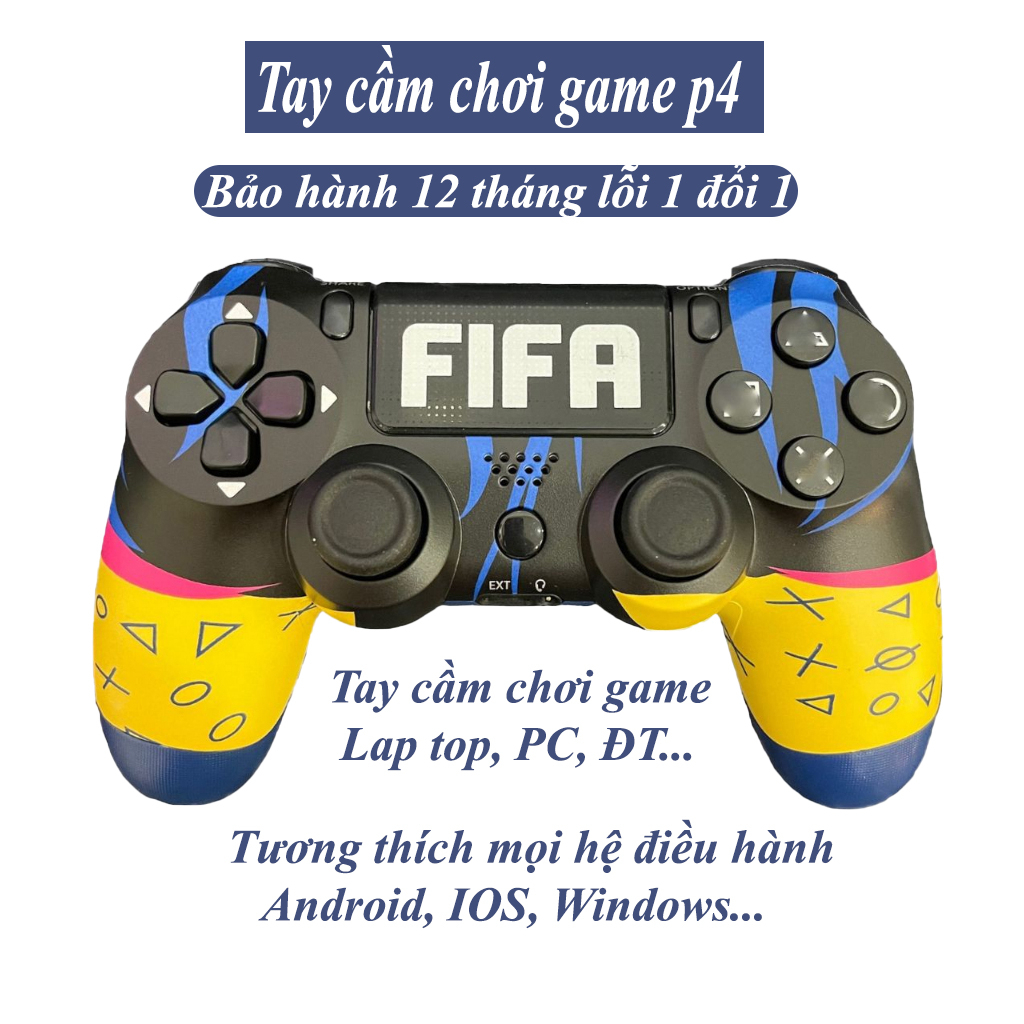 Tay cầm chơi game fifa online 4 P4/ P4 Plus, Tay cầm chơi game bluetooth có dây và không dây, Tương thích PC,LAP TOP...
