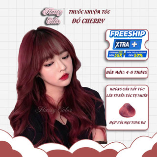 Thuốc nhuộm tóc màu Đỏ Cherry, thuốc nhuộm tóc không cần tẩy, nhuộm tóc tại nhà, tặng oxy + găng tay | HarryColor