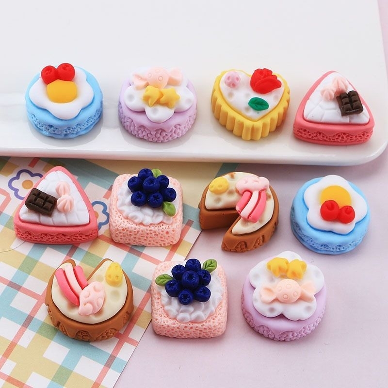 Set 100 charm hình bánh kem, thức ăn dễ thương dùng làm phụ kiện tóc, handmade, slime, dán ốp,...