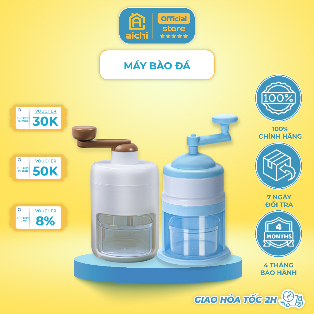 Máy Bào Đá Mini Xay Đá Tuyết Quay Bằng Tay Đa Năng Cho Gia Đình, Bảo Hành 4 Tháng - Aichi House