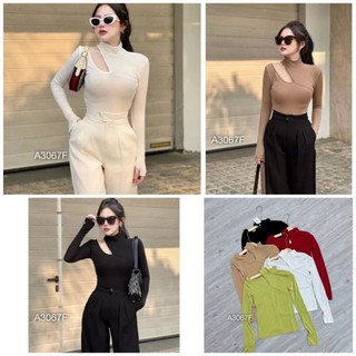 Áo Thun Nhũ Khoét Cổ Dáng Ôm ,Áo Tay Dài Nữ Trơn Cổ Lọ Ôm Body Đủ Maud -A3067