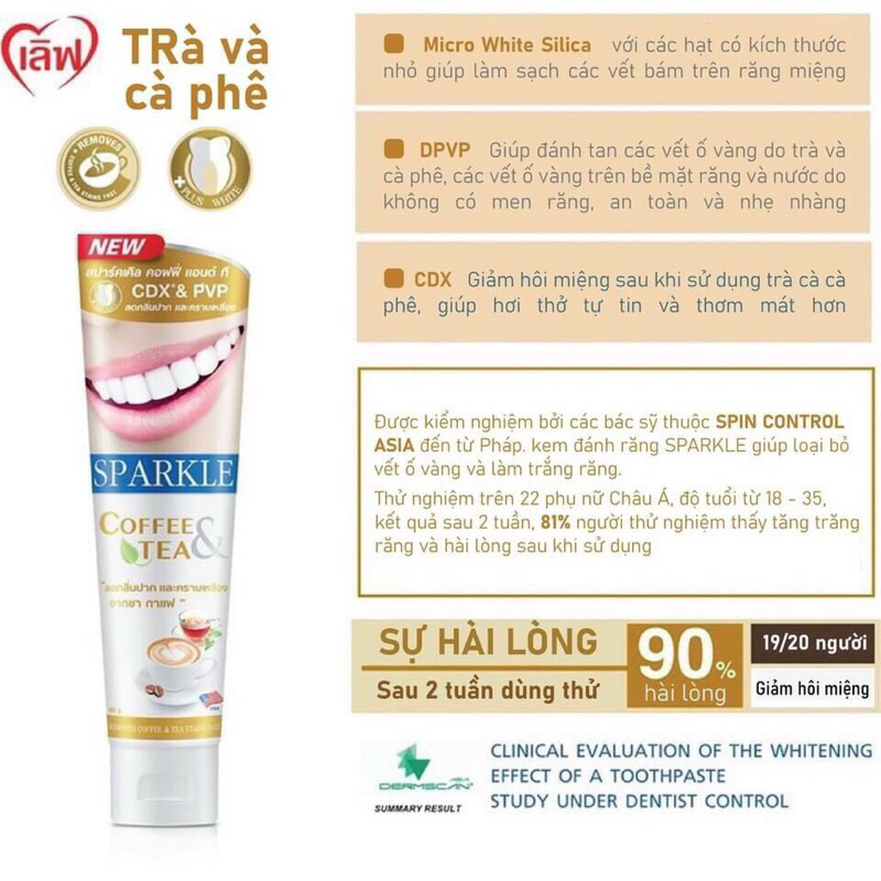 🥎 kem đánh răng siêu trắng Sparkle Thái lan 100g