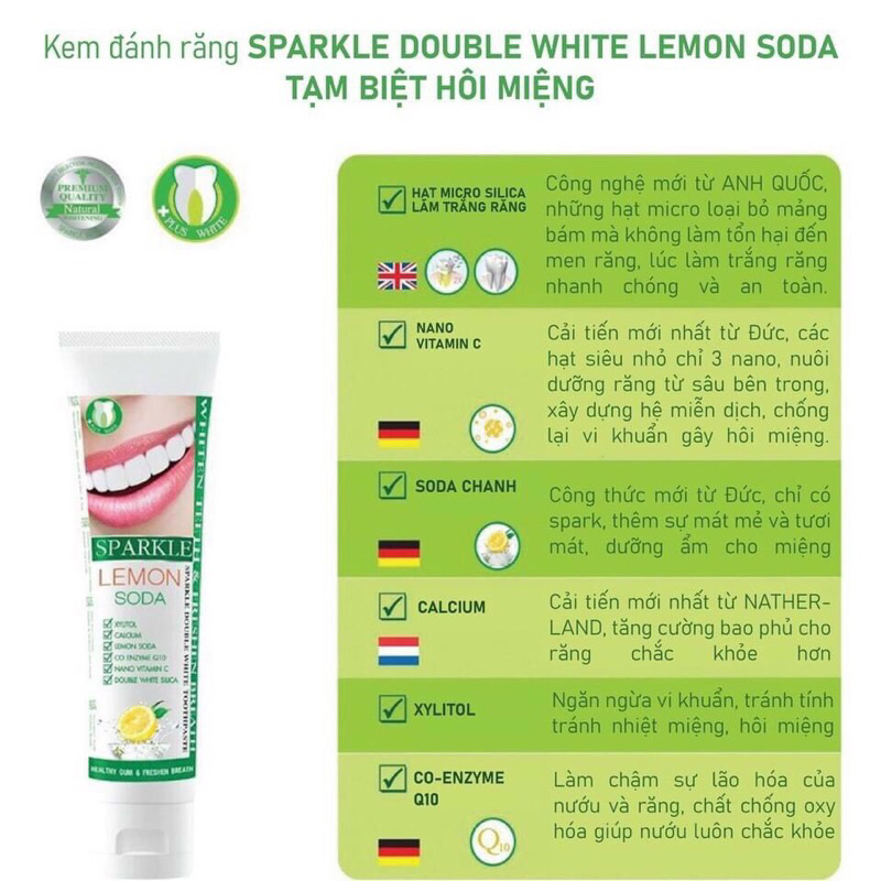 🥎 kem đánh răng siêu trắng Sparkle Thái lan 100g