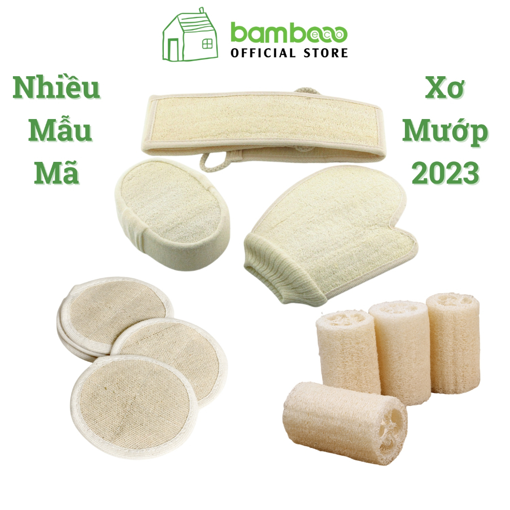 Bông tắm xơ mướp BAMBOOO ECO tự nhiên, tẩy da chết, massage linh hoạt