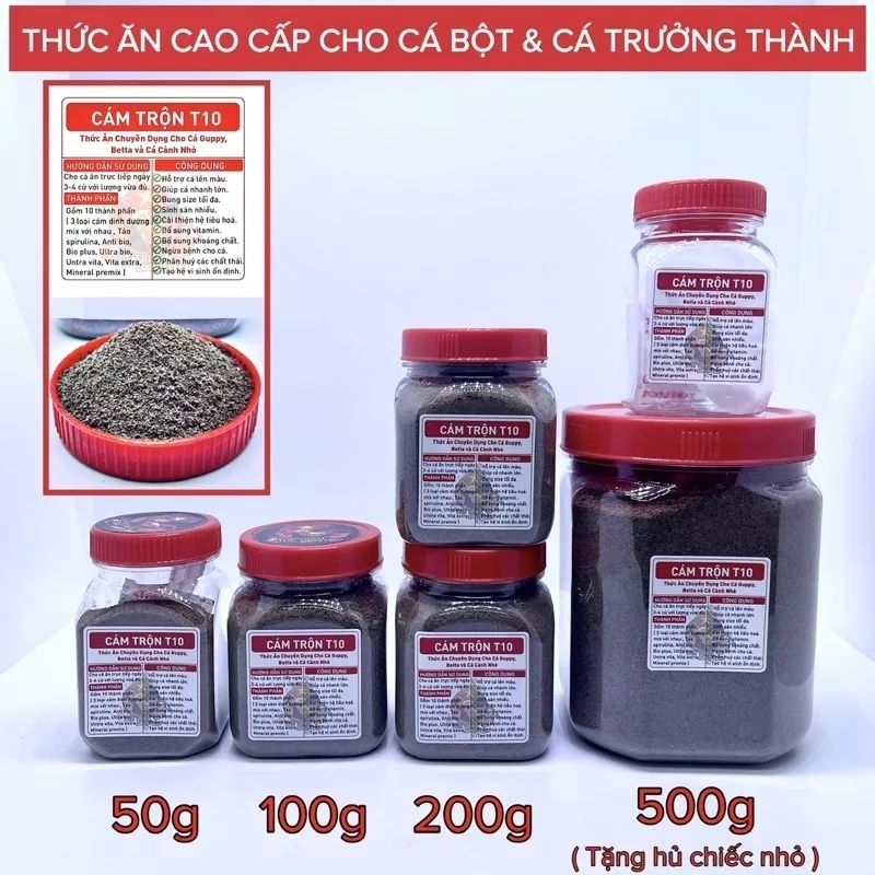 Cám trộn T10 - Cám trộn 10 thành phần thức ăn dinh dưỡng cho cá guppy betta và các loại cá thủy sinh