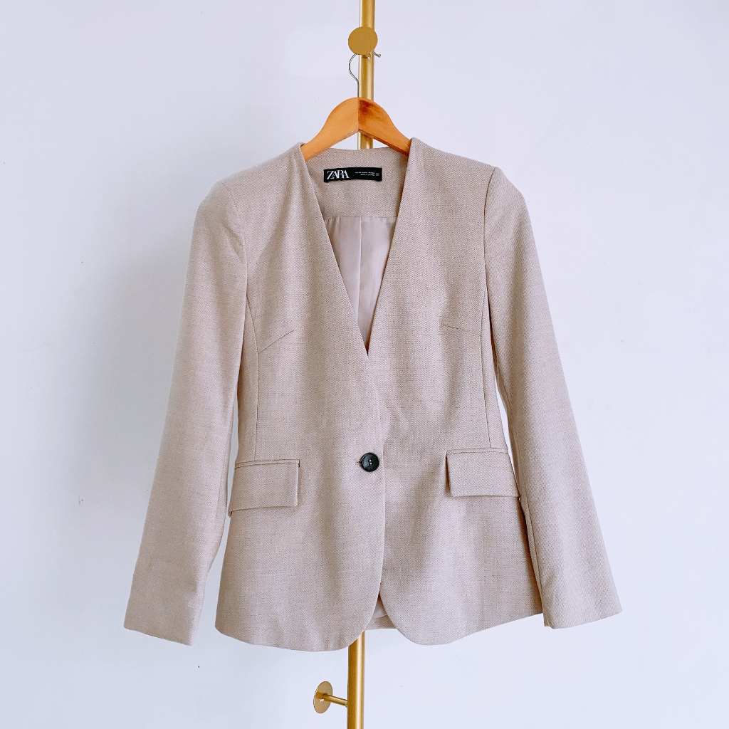 **  Áo khoác Blazer Zara authentic chiết eo cổ không ve - Đã Qua Sử Dụng