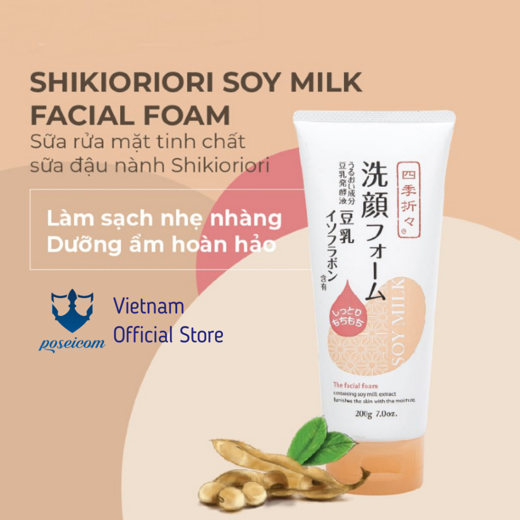 Sữa rửa mặt dưỡng ẩm chiết xuất từ đậu nành Shikioriori Soy Milk Facial Foam 200g