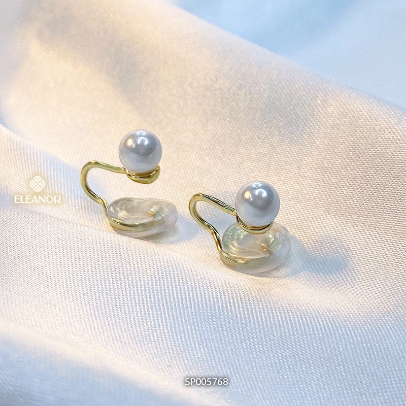 Bông tai nữ gắn vành Eleanor Accessories đính ngọc trai nhân tạo phụ kiện trang sức 5768