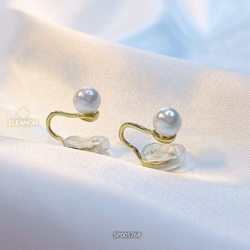 Bông tai nữ gắn vành Eleanor Accessories đính ngọc trai nhân tạo phụ kiện trang sức 5768
